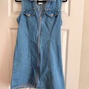 Light Blue Denim Mini Dress with Front Zip